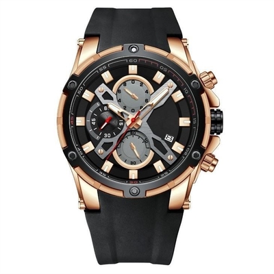Ανδρικά Casual Alloy Quartz Sport Ρολόγια Πολυλειτουργικά Chrono Silicone 3ATM