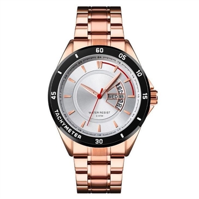 Χαλαζίας Wristwatch 220mm ημερολογιακού ανοξείδωτου πολυτέλεια ατόμων βραχιολιών