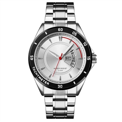 Χαλαζίας Wristwatch 220mm ημερολογιακού ανοξείδωτου πολυτέλεια ατόμων βραχιολιών
