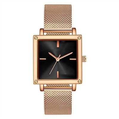 Χαλαζίας Wristwatch γυναικών λουριών δέρματος/πλέγματος αδιάβροχος τετραγωνικός πίνακας μη κλίμακας 30M ζωής