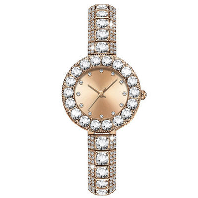 Ελαφρύς χαλαζίας Wristwatch γυναικών πολυτέλειας μόδας με το διαμάντι αδιάβροχο