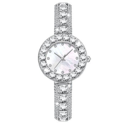 Ελαφρύς χαλαζίας Wristwatch γυναικών πολυτέλειας μόδας με το διαμάντι αδιάβροχο