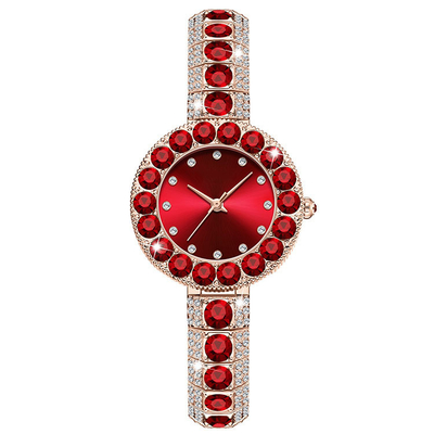 Ελαφρύς χαλαζίας Wristwatch γυναικών πολυτέλειας μόδας με το διαμάντι αδιάβροχο