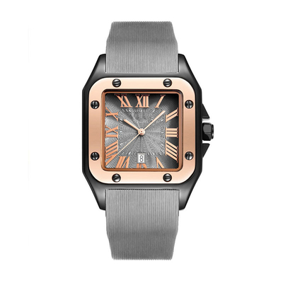 Τετραγωνικός αδιάβροχος ρωμαϊκός τρύγος Wristwatch χαλαζία λουριών σιλικόνης