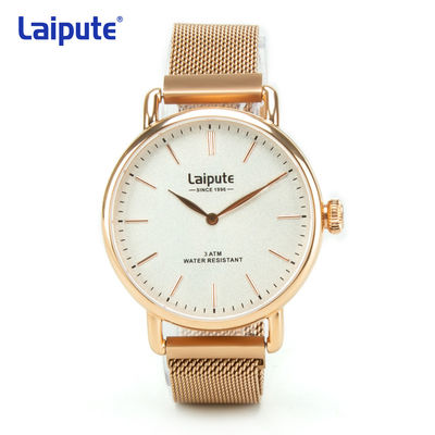 Αυξήθηκε χρυσός χαλαζίας Wristwatch Laipute ανοξείδωτου αδιαφανές