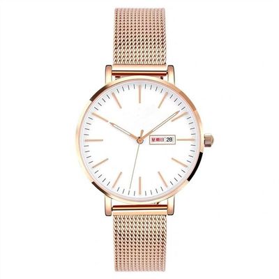 Αυξήθηκε χρυσός χαλαζίας Wristwatch 3BAR αδιάβροχο 3Needles γυναικών