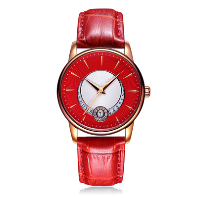 Μοντέρνο Κίνημα Wristwatch χαλαζία ομορφιάς γυναικείου δέρματος