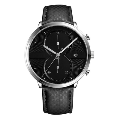 Χαλαζίας Wristwatch 43mm κραμάτων λουριών δέρματος μινιμαλιστικό Chronograph Dia