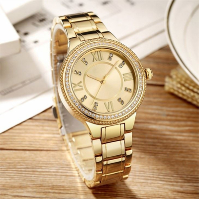 Καθορισμένη ζώνη 20cm χάλυβα διαμαντιών Wristwatch χαλαζία γυναικών περίπτωσης Aolly λουρί