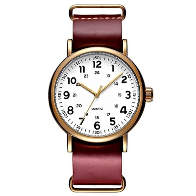 Chronograph ζωνών δέρματος ODM καφετιά πόρπη ανοξείδωτου λουριών δέρματος ρολογιών