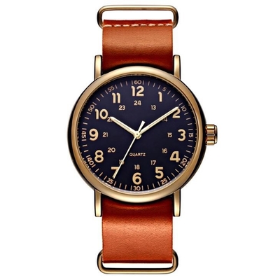 Chronograph ζωνών δέρματος ODM καφετιά πόρπη ανοξείδωτου λουριών δέρματος ρολογιών
