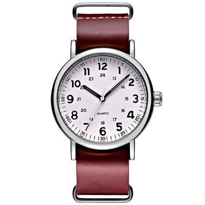 Chronograph ζωνών δέρματος ODM καφετιά πόρπη ανοξείδωτου λουριών δέρματος ρολογιών